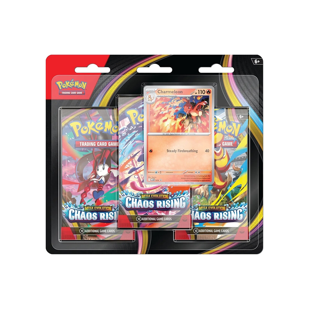 Pokémon TCG Mega Evolution Chaos Rising 3-Pack Blister – Charmeleon Promo – English
