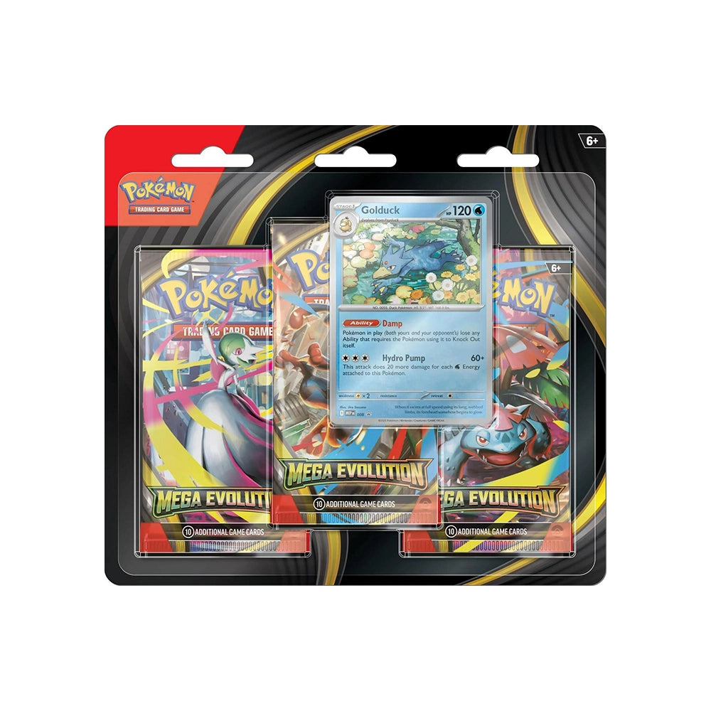 Pokémon TCG Mega Evolution 3-Pack Blister – Golduck Promo – English
