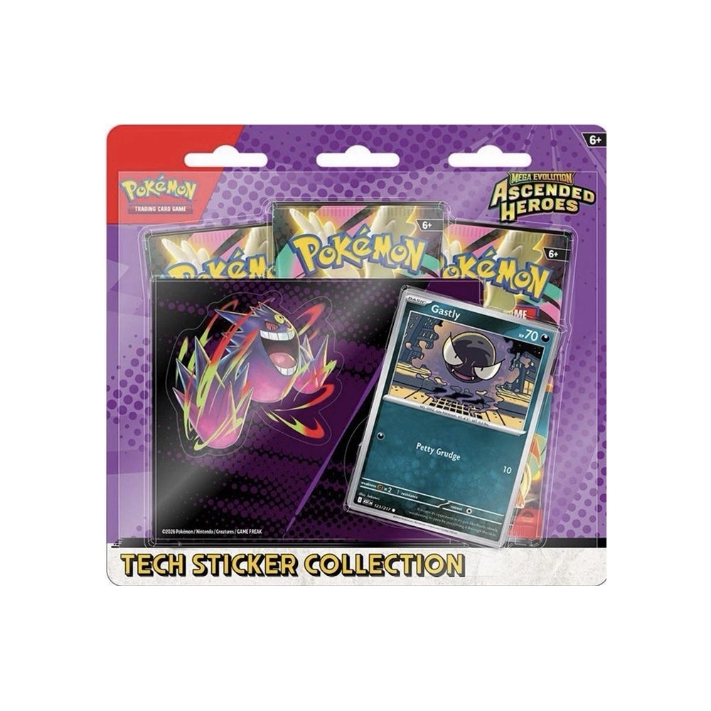Pokémon TCG Ascended Heroes Tech Sticker Collection – Gastly Promo – 3 Booster Packs – English