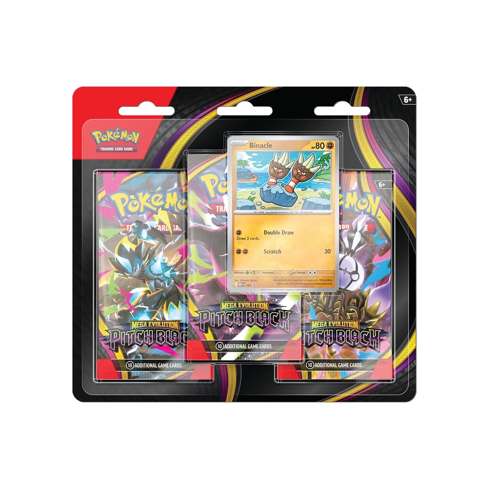 Pokémon TCG Mega Evolution Pitch Black 3-Pack Blister – Binacle Promo – English