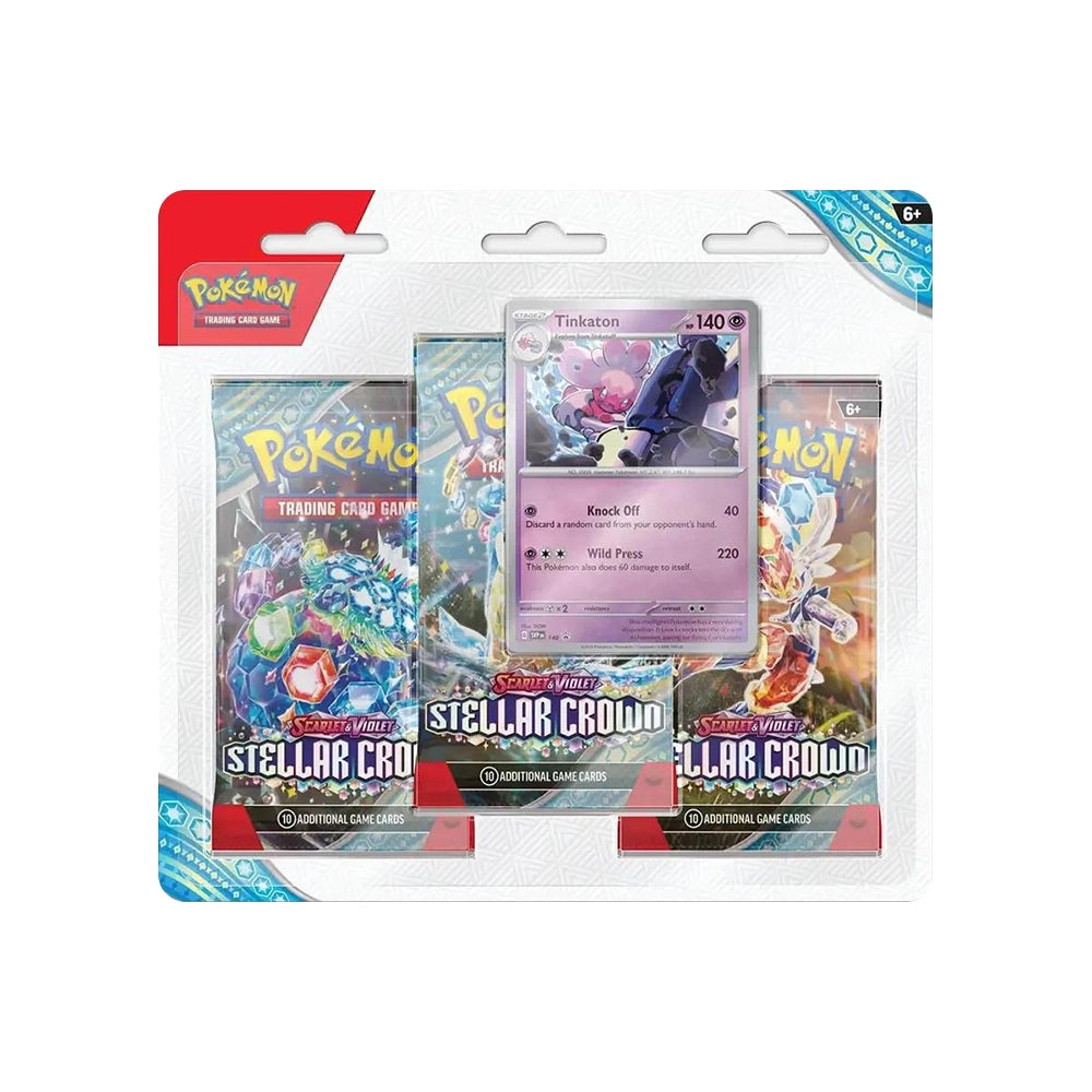 Pokémon TCG Stellar Crown 3-Pack Blister – Tinkaton Promo – English