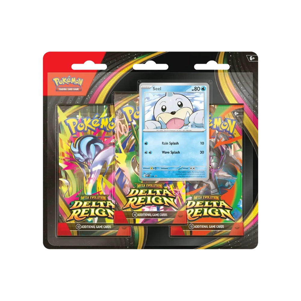 Pokémon TCG Mega Evolution Delta Reign 3-Pack Blister – Seel Promo – English – Pre-Order